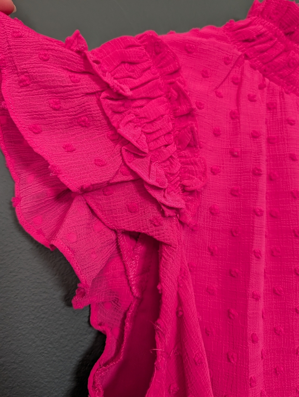 CeCe Hot Pink Ruffle Mock-Neck Sleeveless Blouse 0010 - Picture 2 of 6